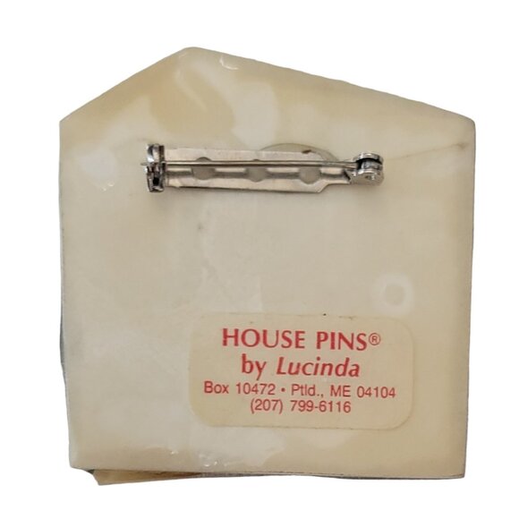 Lucinda Green Blue Pink House Pin L11 - Picture 4 of 8